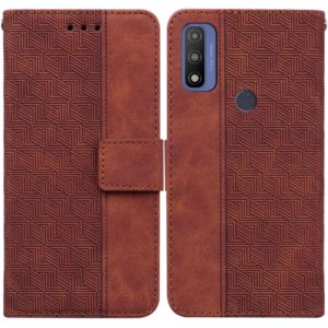 For Motorola Moto G Pure Geometric Embossed Leather Phone Case(Brown) (OEM)