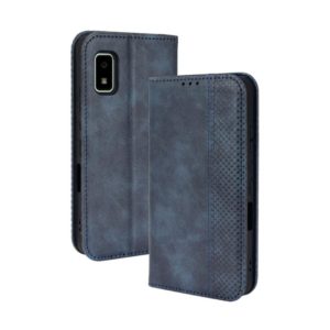For Sharp Aquos Wish Magnetic Buckle Retro Texture Leather Phone Case(Blue) (OEM)