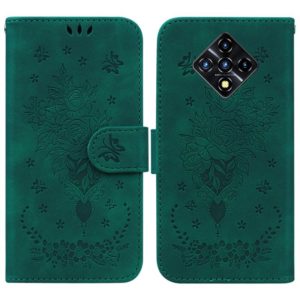 For Infinix Zero 8 X687 Butterfly Rose Embossed Leather Phone Case(Green) (OEM)