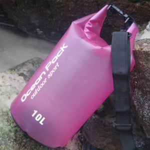 Outdoor Waterproof Single Shoulder Dry Bag Dry Sack PVC Barrel Bag, Capacity: 10L (Rose Red) (OEM)