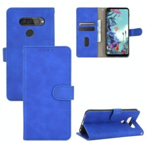 For LG Q70 Solid Color Skin Feel Magnetic Buckle Horizontal Flip Calf Texture PU Leather Case with Holder & Card Slots & Wallet(Blue) (OEM)