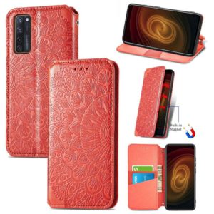 For ZTE Axon 20 5G Blooming Mandala Embossed Pattern Magnetic Horizontal Flip Leather Case with Holder & Card Slots & Wallet(Red) (OEM)