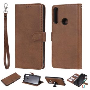 For Huawei P Smart Z / Y9 Prime Solid Color Horizontal Flip Protective Case with Holder & Card Slots & Wallet & Photo Frame & Lanyard(Brown) (OEM)