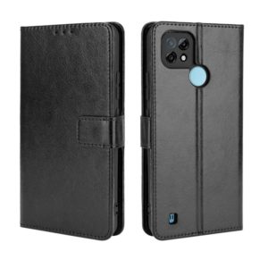 For OPPO Realme C21 Retro Crazy Horse Texture Horizontal Flip Leather Case with Holder & Card Slots & Lanyard(Black) (OEM)