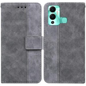 For Infinix Hot 12 Play Geometric Embossed Leather Phone Case(Grey) (OEM)