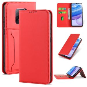 For Xiaomi Redmi 10X 5G Strong Magnetism Shockproof Horizontal Flip Liquid Feel Leather Case with Holder & Card Slots & Wallet(Red) (OEM)