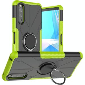 For Sony Xperia 10 III Armor Bear Shockproof PC + TPU Protective Case with Ring Holder(Green) (OEM)