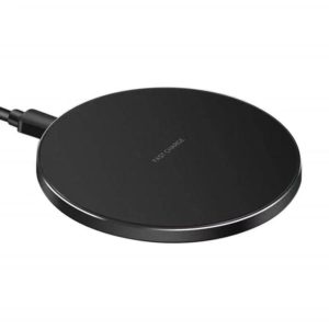 15W Metal Round Wireless Charger Smart Fast Charge(Black + Black Surface) (OEM)