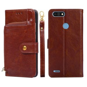 For Tecno Pop 2/Pop 2 F/Pop 2 Pro/Pop 2 Power/Itel P13/B1F Zipper Bag Leather Phone Case(Brown) (OEM)