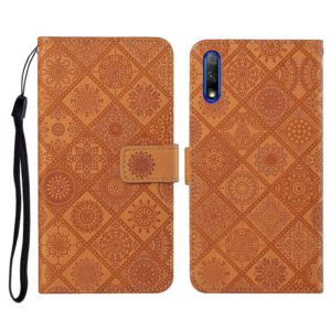 For Huawei Honor 9X / 9X Pro Ethnic Style Embossed Pattern Horizontal Flip Leather Case with Holder & Card Slots & Wallet & Lanyard(Brown) (OEM)
