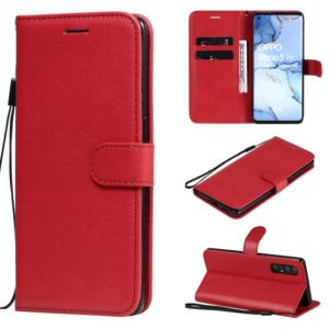 For Oppo Reno3 Pro 5G / Find X2 Neo Solid Color Horizontal Flip Protective Leather Case with Holder & Card Slots & Wallet & Photo Frame & Lanyard(Red) (OEM)