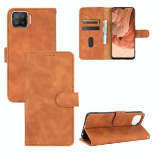 For OPPO F17 Solid Color Skin Feel Magnetic Buckle Horizontal Flip Calf Texture PU Leather Case with Holder & Card Slots & Wallet(Brown) (OEM)