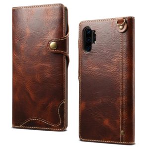 For Galaxy Note 10 Plus Denior Oil Wax Cowhide Magnetic Button Horizontal Flip Leather Case with Card Slots & Wallet(Brown) (Denior) (OEM)