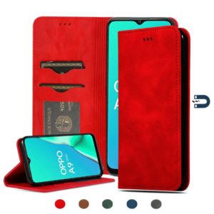 For OPPO A9 2020 & A5 2020 & A11X Retro Skin Feel Business Magnetic Horizontal Flip Leather Case(Red) (OEM)