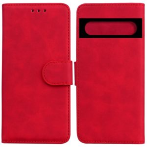 For Google Pixel 7 Pro 5G Skin Feel Pure Color Flip Leather Phone Case(Red) (OEM)
