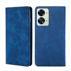For OnePlus Nord 2T Skin Feel Magnetic Horizontal Flip Leather Phone Case(Blue) (OEM)
