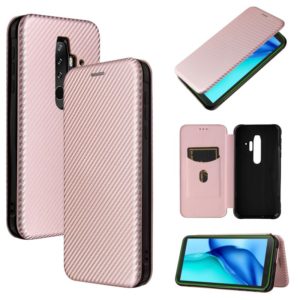 For Blackview BV6300 Pro Carbon Fiber Texture Horizontal Flip TPU + PC + PU Leather Case with Card Slot(Pink) (OEM)