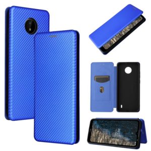 For Nokia C20 Carbon Fiber Texture Horizontal Flip TPU + PC + PU Leather Case with Card Slot(Blue) (OEM)