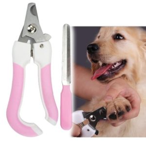Two-piece Pet Toe Stainless Steel Cat and Dog Nail Clipper Filee, Size:L(Pink) (OEM)