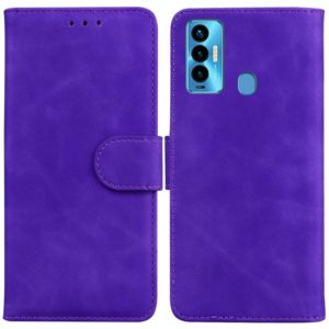 For Tecno Camon 18i Skin Feel Pure Color Flip Leather Phone Case(Purple) (OEM)