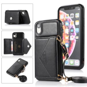 For iPhone XS Max Multi-functional Cross-body Card Bag TPU+PU Back Cover Case with Holder & Card Slot & Wallet(Black) (OEM)