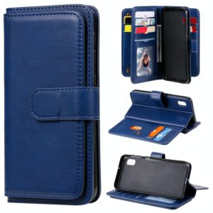 For Samsung Galaxy A10e Multifunctional Magnetic Copper Buckle Horizontal Flip Solid Color Leather Case with 10 Card Slots & Wallet & Holder & Photo Frame(Dark Blue) (OEM)