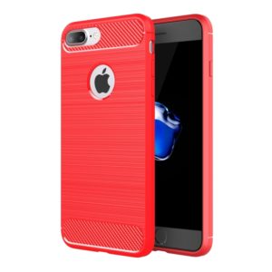For iPhone 8 Plus Brushed Texture Fiber TPU Rugged Armor Protective Case(Red) (OEM)