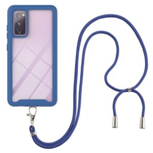 For Samsung Galaxy S20 FE 5G / 4G Starry Sky Solid Color Series Shockproof PC + TPU Protective Case with Neck Strap(Blue) (OEM)