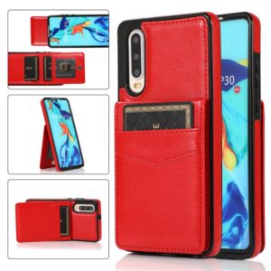 For Huawei P30 Solid Color PC + TPU Protective Case with Holder & Card Slots(Red) (OEM)