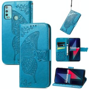 For Wiko Power U30 Butterfly Love Flowers Embossed Horizontal Flip Leather Case with Holder & Card Slots & Wallet & Lanyard(Blue) (OEM)