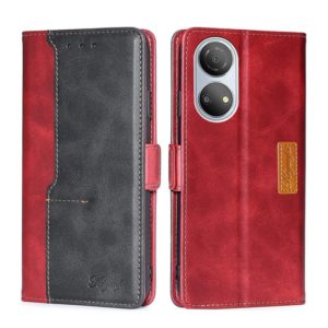 For Honor Play 30 Plus Contrast Color Side Buckle Leather Phone Case(Red + Black) (OEM)