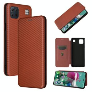 For LG K92 5G Carbon Fiber Texture Horizontal Flip TPU + PC + PU Leather Case with Card Slot(Brown) (OEM)
