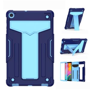 For Samsung Galaxy Tab A8.4 (2020) T307 T-shaped Bracket Contrast Color Shockproof PC + Silicone Flat Protective Case(Navy+Blue) (OEM)