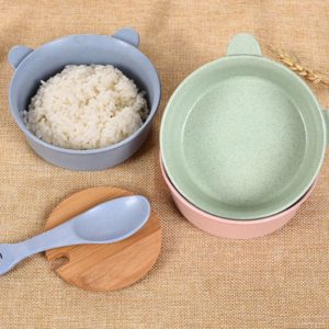 Balcherlam Baby Wheat Stalk Materials Bowls + Spoon Kit, Random Color Delivery (OEM)