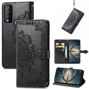For TCL 30 V 5G Mandala Flower Embossed Flip Leather Phone Case(Black) (OEM)