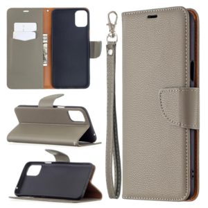 For LG K42 Litchi Texture Pure Color Horizontal Flip Leather Case with Holder & Card Slots & Wallet & Lanyard(Grey) (OEM)