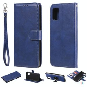 For Samsung Galaxy A31 2 in 1 Solid Color Detachable PU Leather Case with Card Slots & Magnetic Holder & Photo Frame & Wallet & Strap(Blue) (OEM)