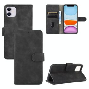 For iPhone 11 Solid Color Skin Feel Magnetic Buckle Horizontal Flip Calf Texture PU Leather Case with Holder & Card Slots & Wallet(Black) (OEM)