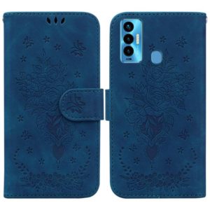 For Tecno Camon 18i Butterfly Rose Embossed Leather Phone Case(Blue) (OEM)