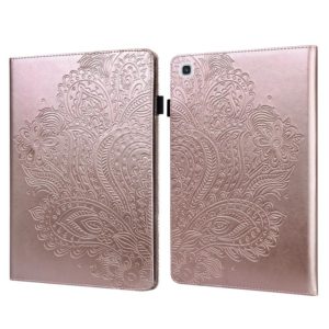 For Samsung Galaxy Tab A7 T500 Peacock Embossed Pattern TPU + PU Horizontal Flip Leather Case with Holder & Card Slots & Wallet(Rose Gold) (OEM)
