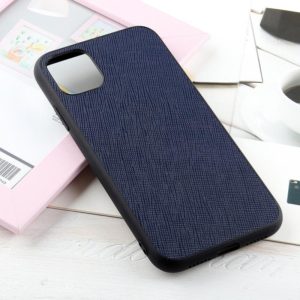 For iPhone 12 / 12 Pro Hella Cross Texture Genuine Leather Protective Case(Blue) (OEM)