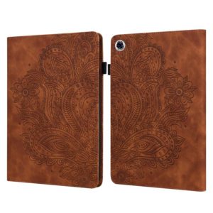 For Lenovo Tab M10 Plus TB-X606F Peacock Embossed Pattern TPU + PU Horizontal Flip Leather Case with Holder & Card Slots & Wallet & Sleep / Wake-up Function(Brown) (OEM)