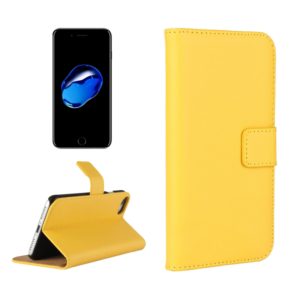 For iPhone 8 & 7 Genuine Split Horizontal Flip Leather Case with Holder & Card Slots & Wallet(Yellow) (OEM)