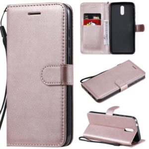 For Nokia 2.3 Solid Color Horizontal Flip Protective Leather Case with Holder & Card Slots & Wallet & Photo Frame & Lanyard(Rose Gold) (OEM)