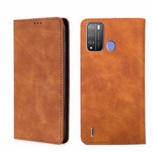 For Itel Vision 1 Pro Skin Feel Magnetic Horizontal Flip Leather Phone Case(Light Brown) (OEM)