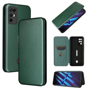 For ZTE Nubia Red Magic 6R Carbon Fiber Texture Horizontal Flip TPU + PC + PU Leather Case with Card Slot(Green) (OEM)