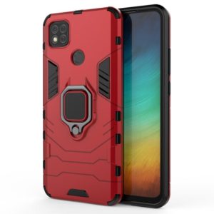 For Xiaomi Redmi 9C PC + TPU Anti-fall Protective Case with Magnetic Ring Holder(Red) (OEM)