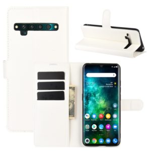 For TCL 10 Pro Litchi Texture Horizontal Flip Protective Case with Holder & Card Slots & Wallet(White) (OEM)