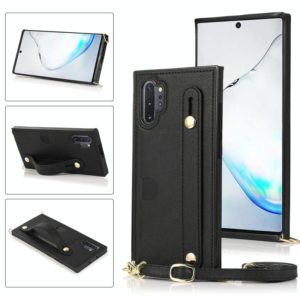 For Samsung Galaxy Note 10 Pro Wrist Strap PU+TPU Shockproof Protective Case with Crossbody Lanyard & Holder & Card Slot(Black) (OEM)