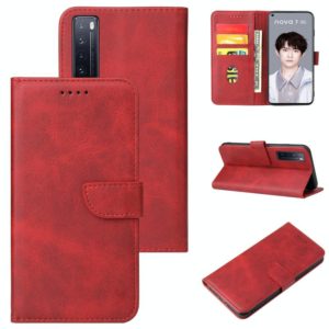 For Huawei nova 7 5G Calf Texture Buckle Horizontal Flip Leather Case with Holder & Card Slots & Wallet(Red) (OEM)